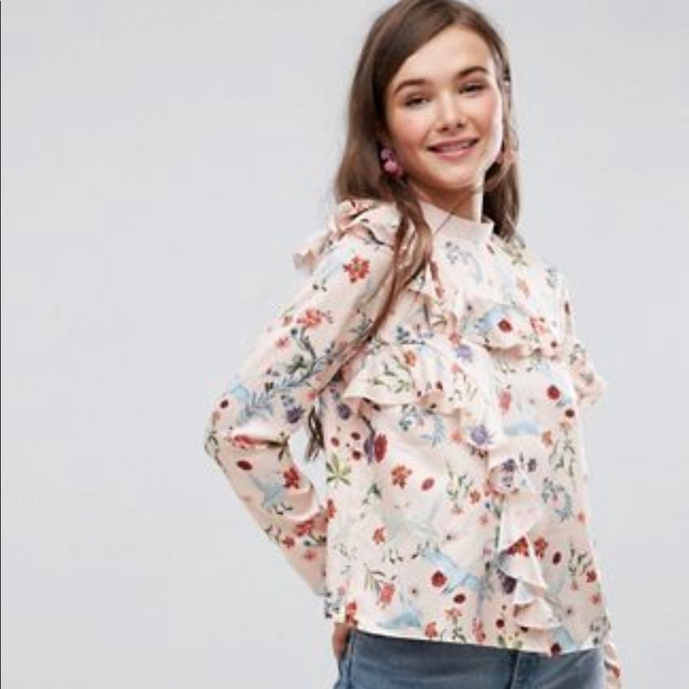 Asos Satin Sweat Top with Ruffles